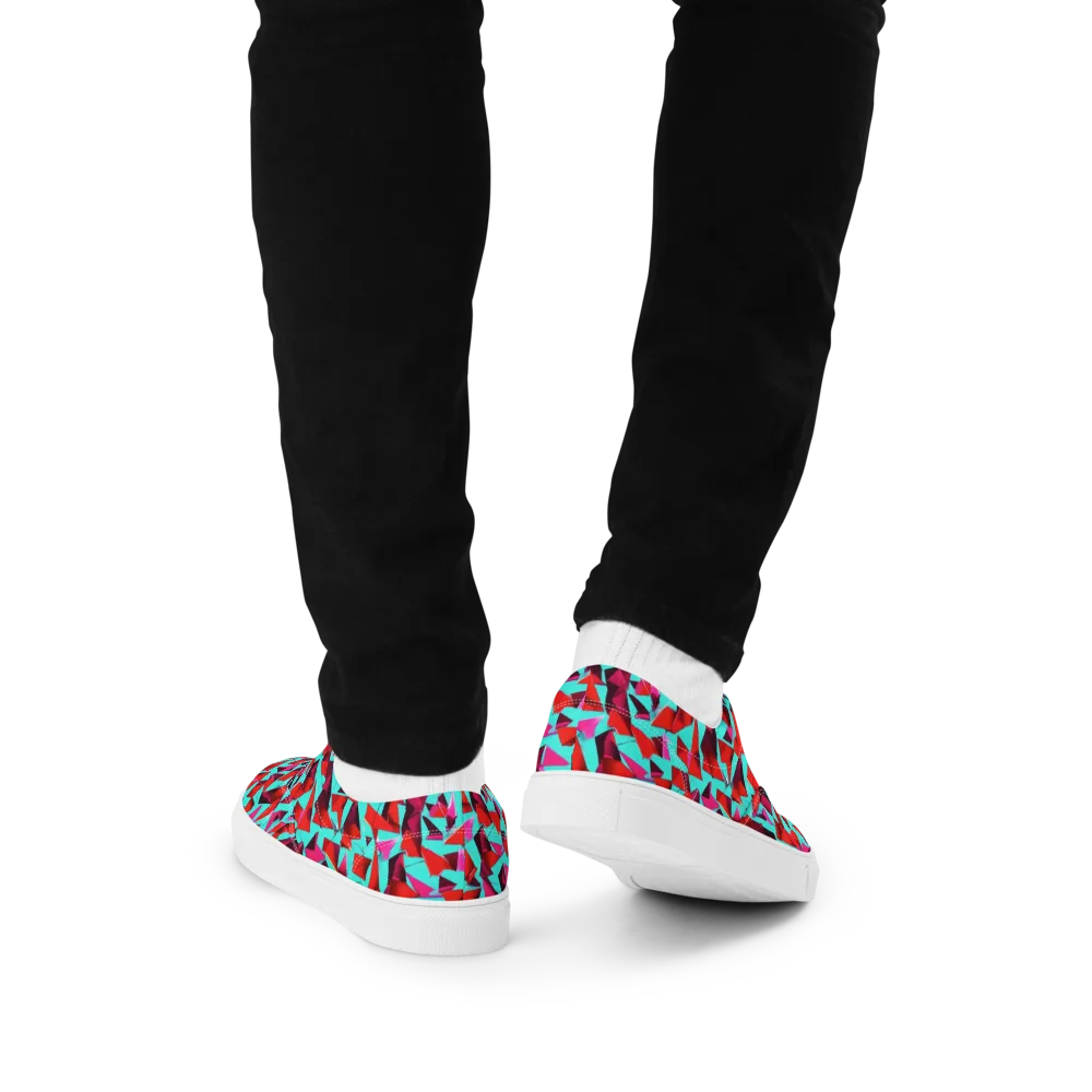 Vermilion Prism on Men's Lace-Up Canvas Shoes — Back
