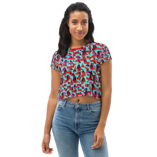 Vermilion Prism on a Crop Tee