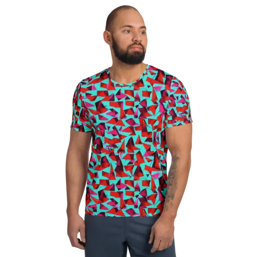 Vermilion Prism on a Men's Athletic T-Shirt