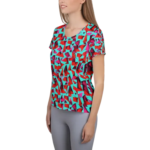 Vermilion Prism on a Women's Athletic T-Shirt