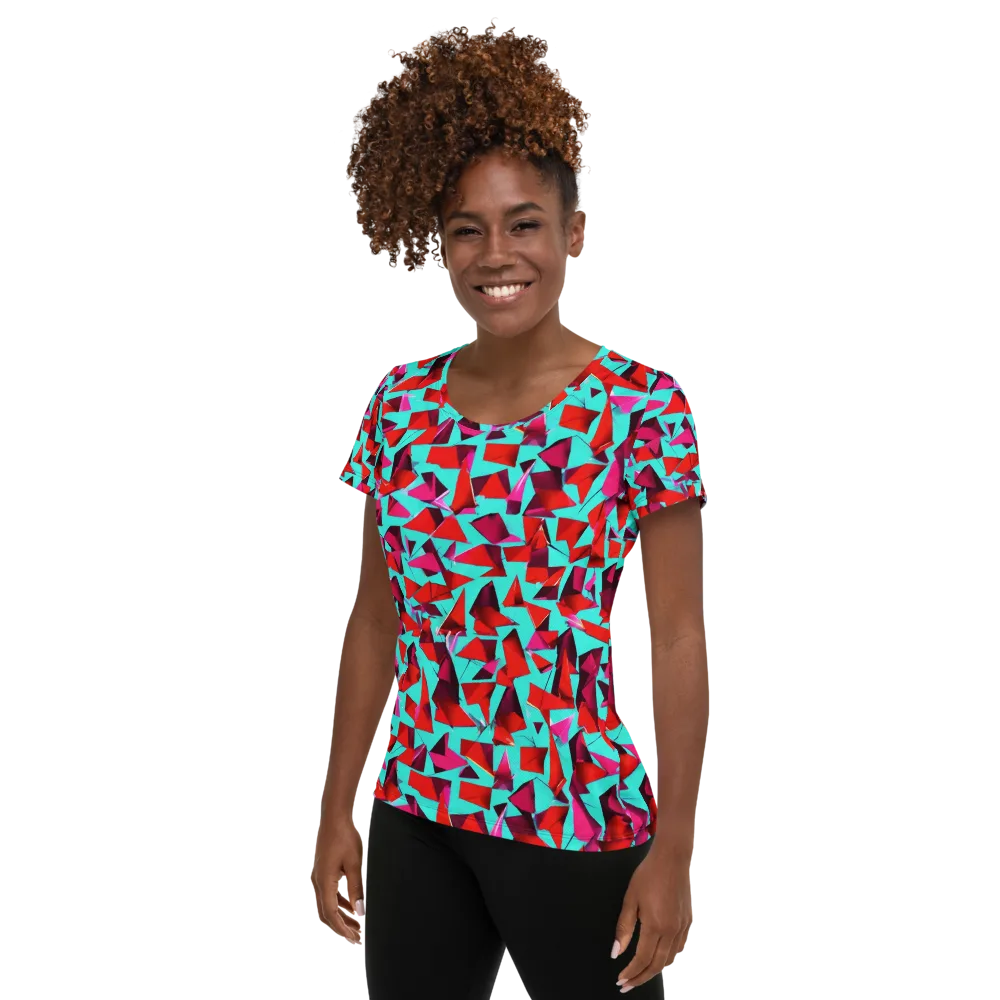 Vermilion Prism on Women's Athletic T-Shirt — Left
