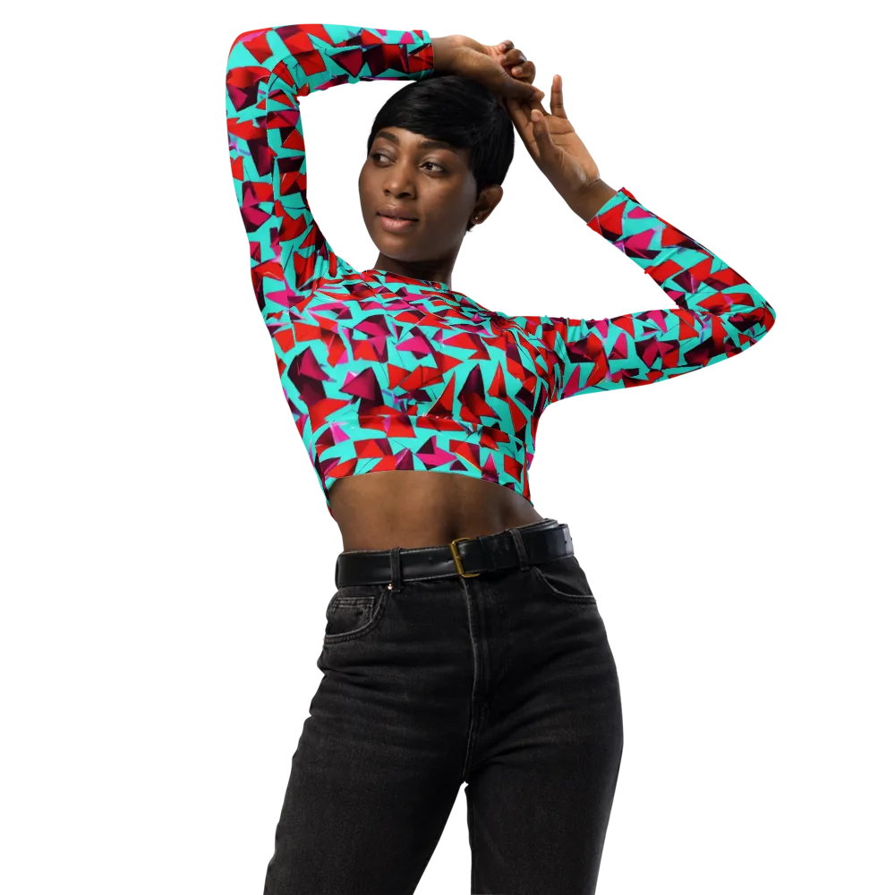 Vermilion Prism on Long Sleeve Crop Top — Front