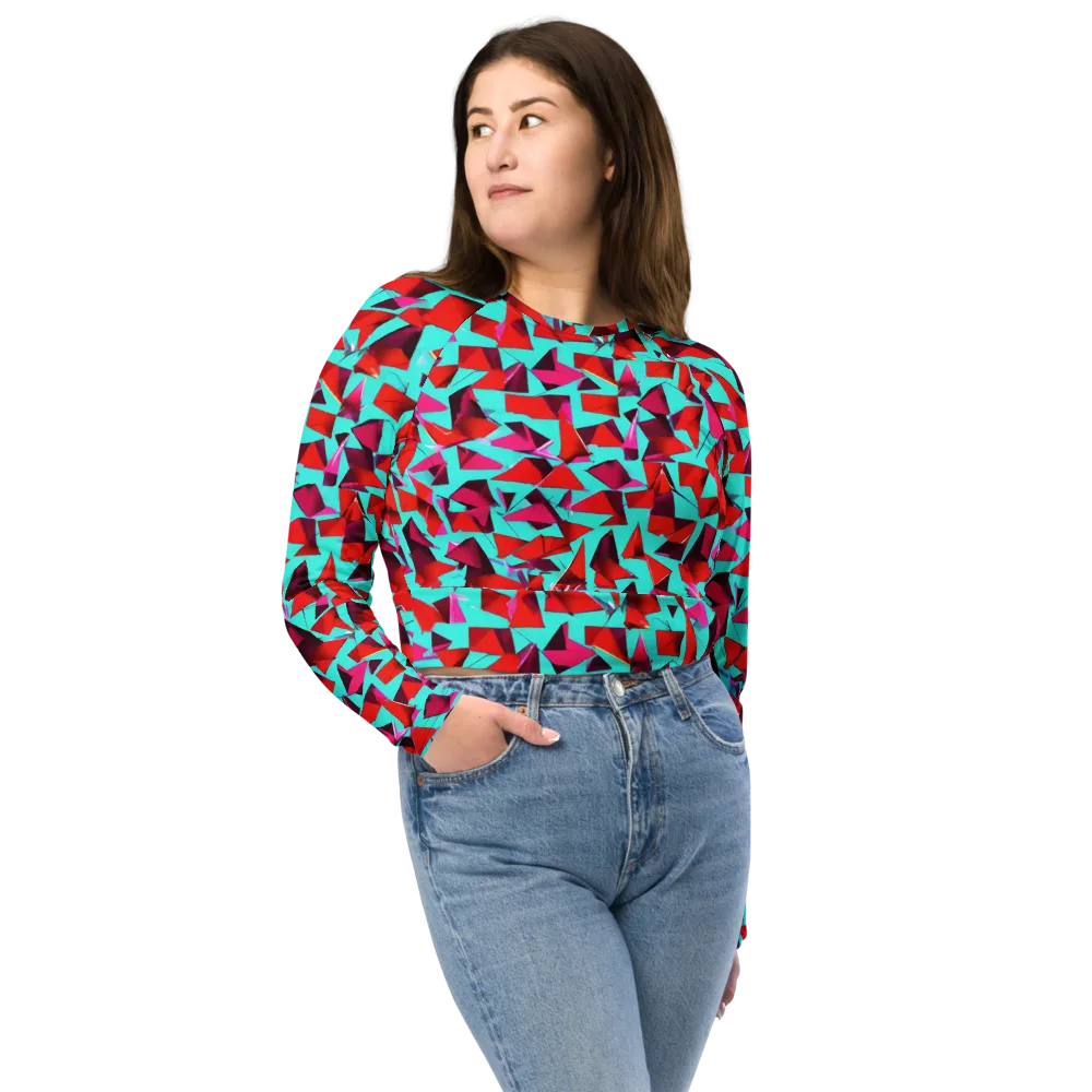 Vermilion Prism on Long Sleeve Crop Top — Front