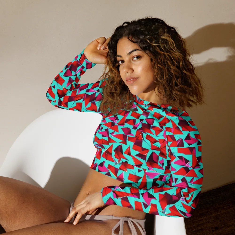 Vermilion Prism on Long Sleeve Crop Top — Left Front