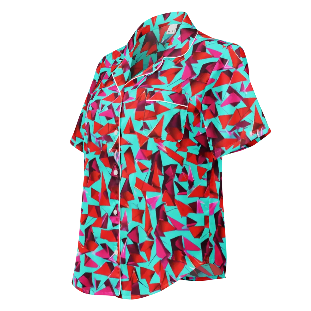 Vermilion Prism on Women's Short Sleeve Pajama Top — Left Front