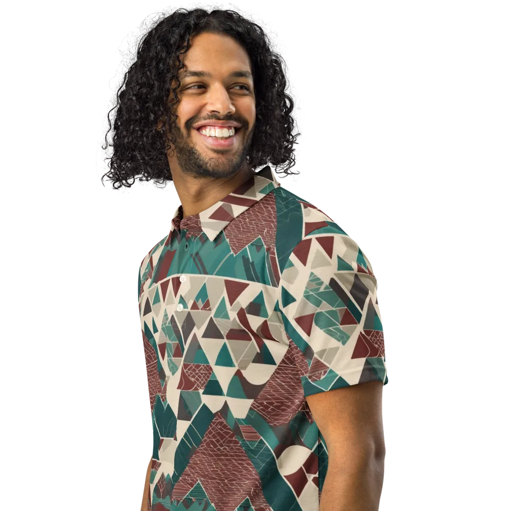 Alpine Mosaic on Men's Slim Fit Polo Shirt — Left Front