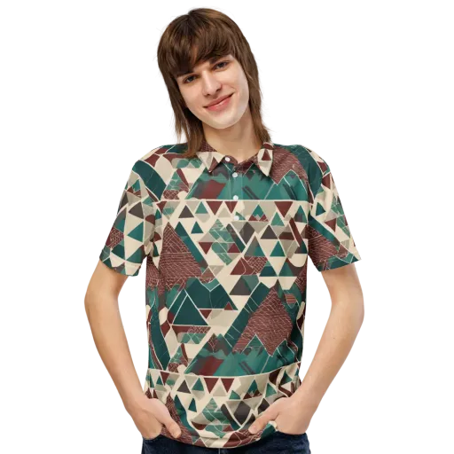 Alpine Mosaic on a Men's Slim Fit Polo Shirt