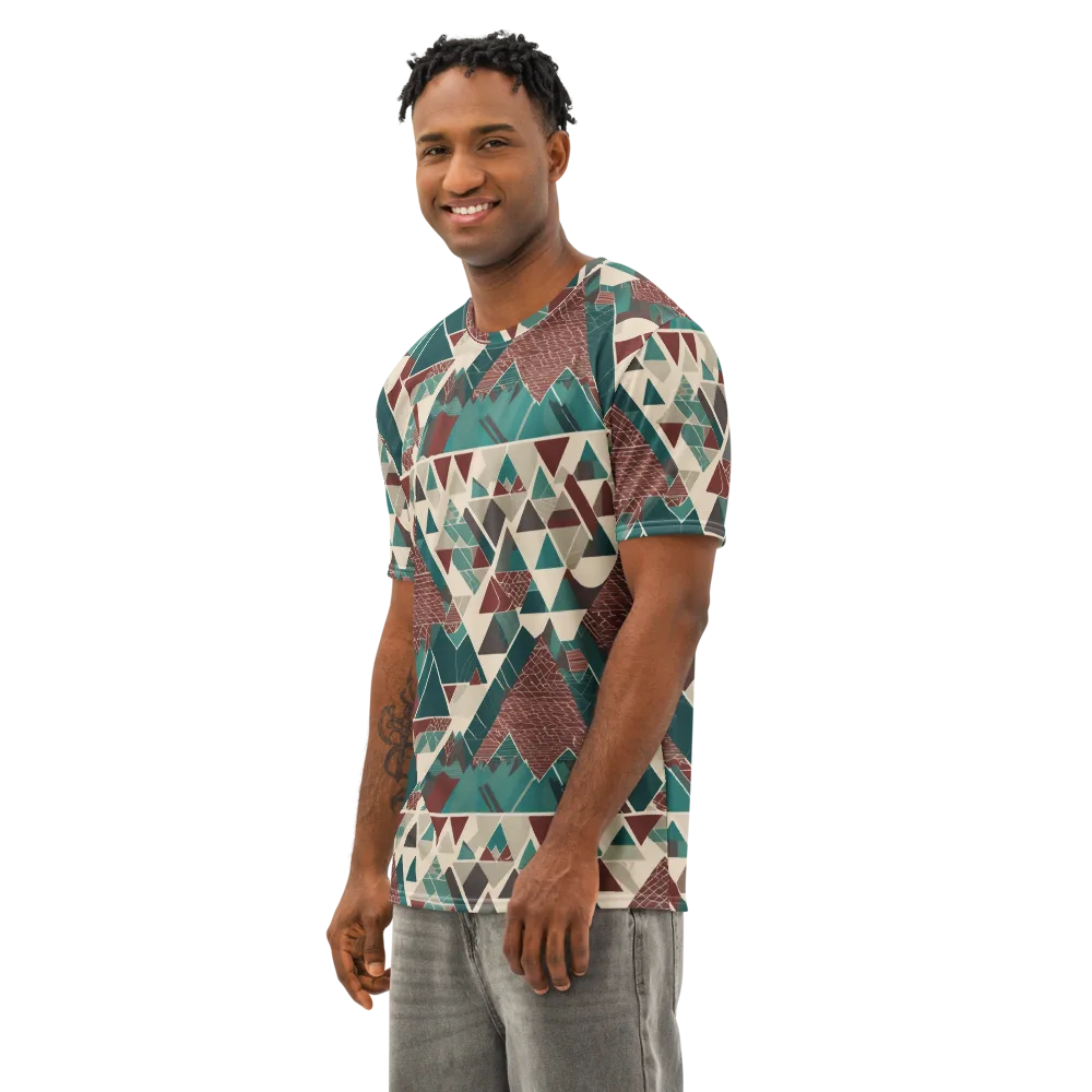 Alpine Mosaic on Men's Cotton Crew Neck T-Shirt — Left Front