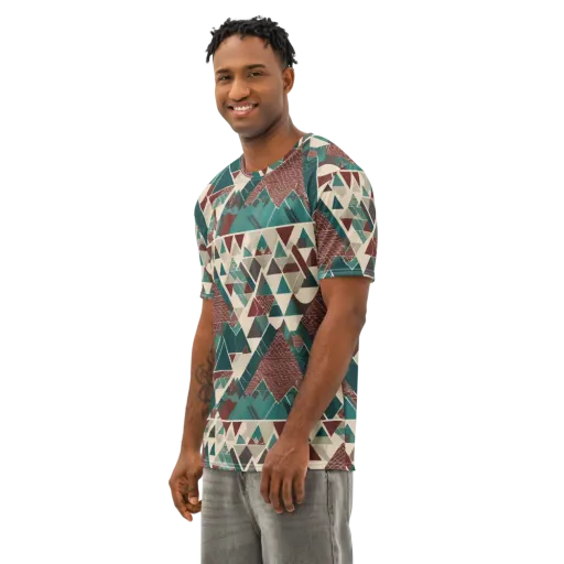 Alpine Mosaic on a Men's Cotton Crew Neck T-Shirt