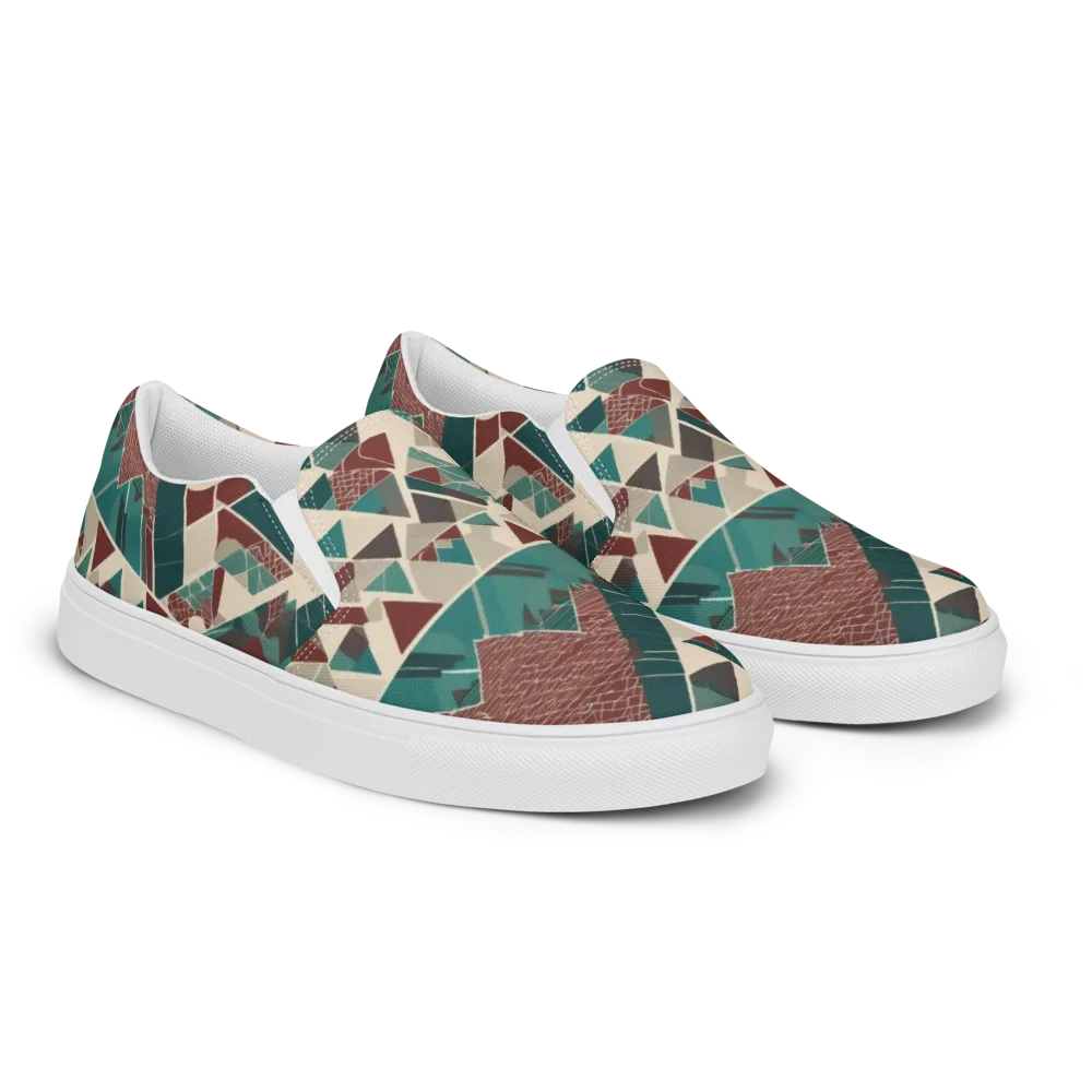 Alpine Mosaic on Men's Slip-On Canvas Shoes — Right Front