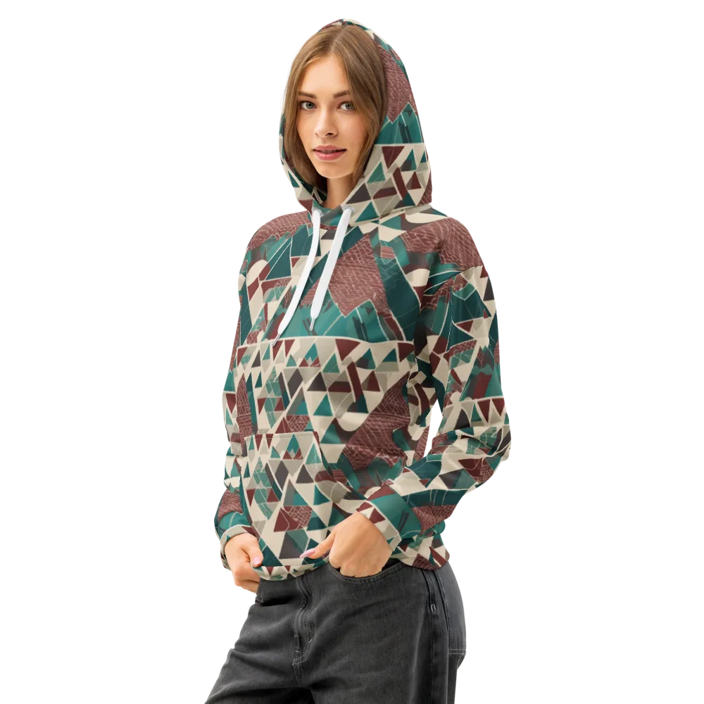 Alpine Mosaic on Cotton Hoodie — Left Front