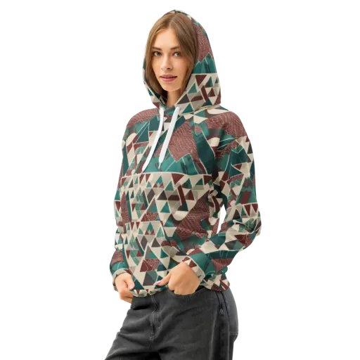 Alpine Mosaic on a Cotton Hoodie