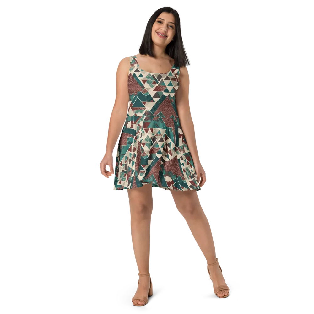 Alpine Mosaic on Skater Dress — Front