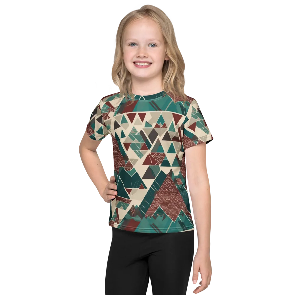 Alpine Mosaic on Kids Crew Neck T-Shirt — Front