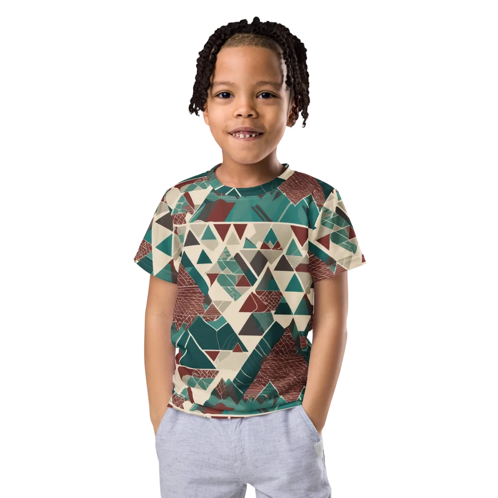 Alpine Mosaic on Kids Crew Neck T-Shirt — Front