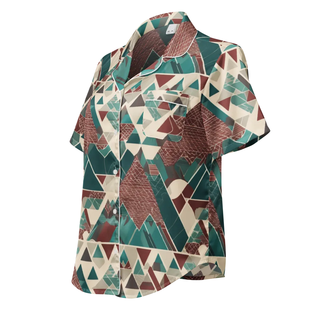 Alpine Mosaic on Women's Short Sleeve Pajama Top — Left Front