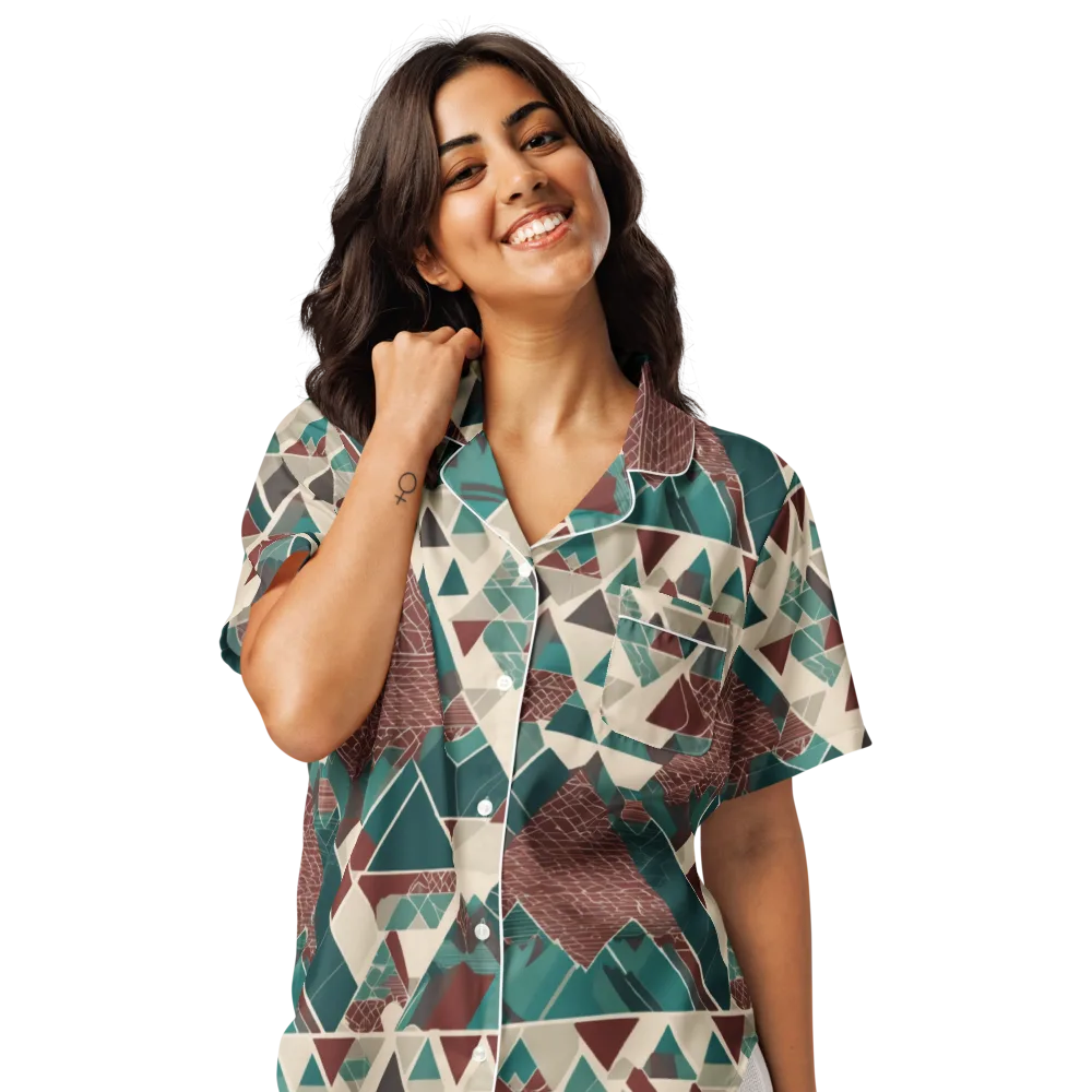 Alpine Mosaic on Women's Short Sleeve Pajama Top — Front