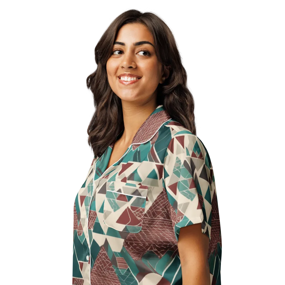 Alpine Mosaic on Women's Short Sleeve Pajama Top — Left Front