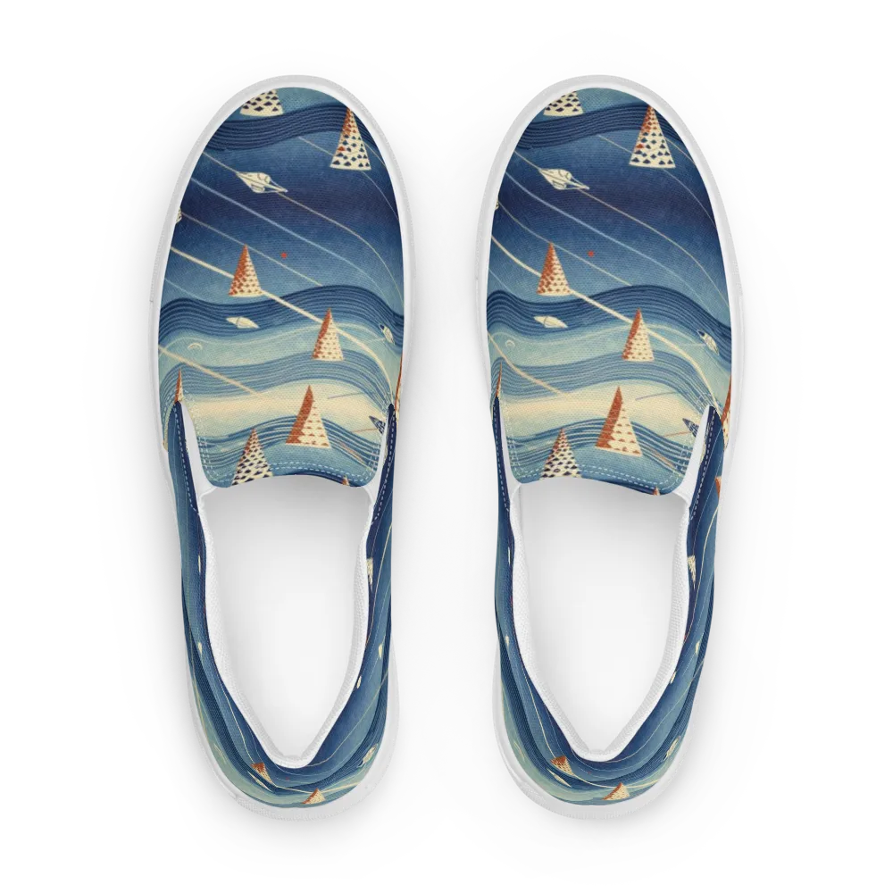 Nautical Signal on Men's Slip-On Canvas Shoes — Front