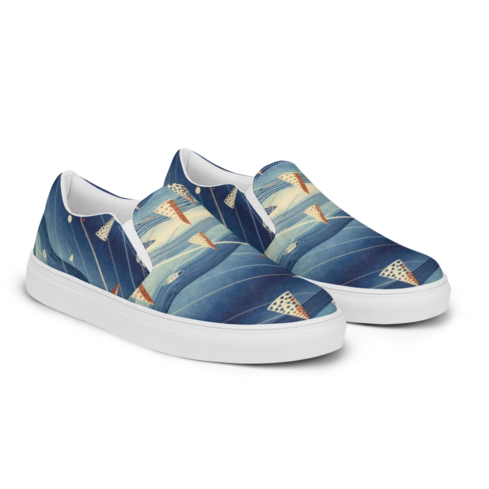 Nautical Signal on Men's Slip-On Canvas Shoes — Right Front