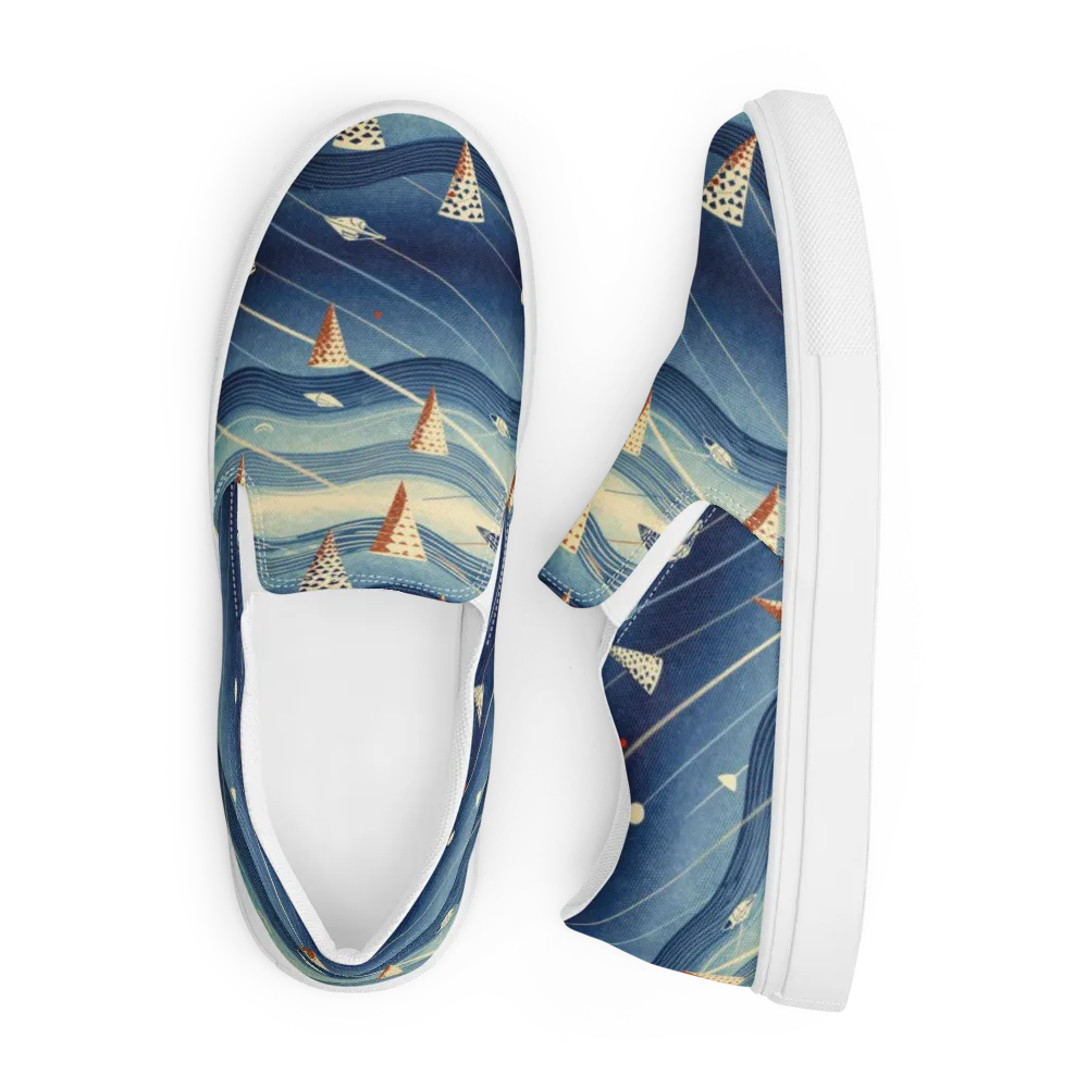 Nautical Signal on Men's Slip-On Canvas Shoes — Front