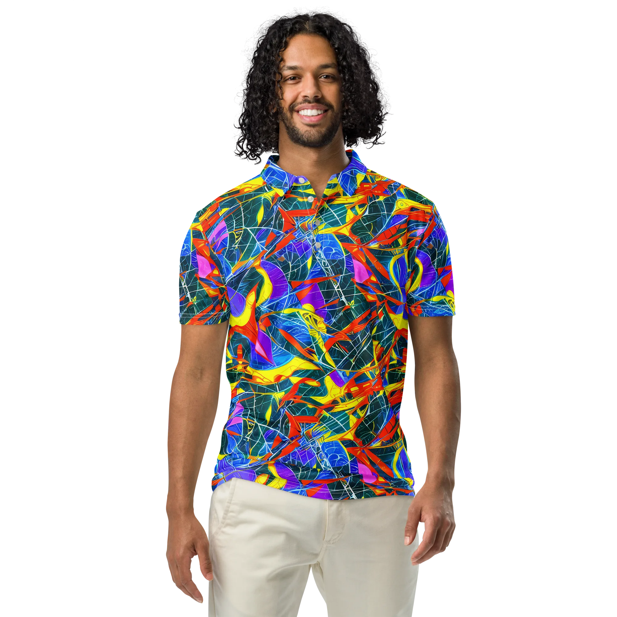 Arkhipov Waves on Men's Slim Fit Polo Shirt — Front