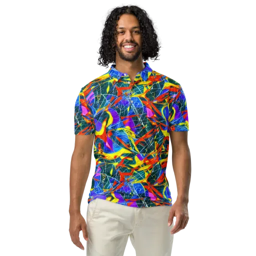 Arkhipov Waves on a Men's Slim Fit Polo Shirt