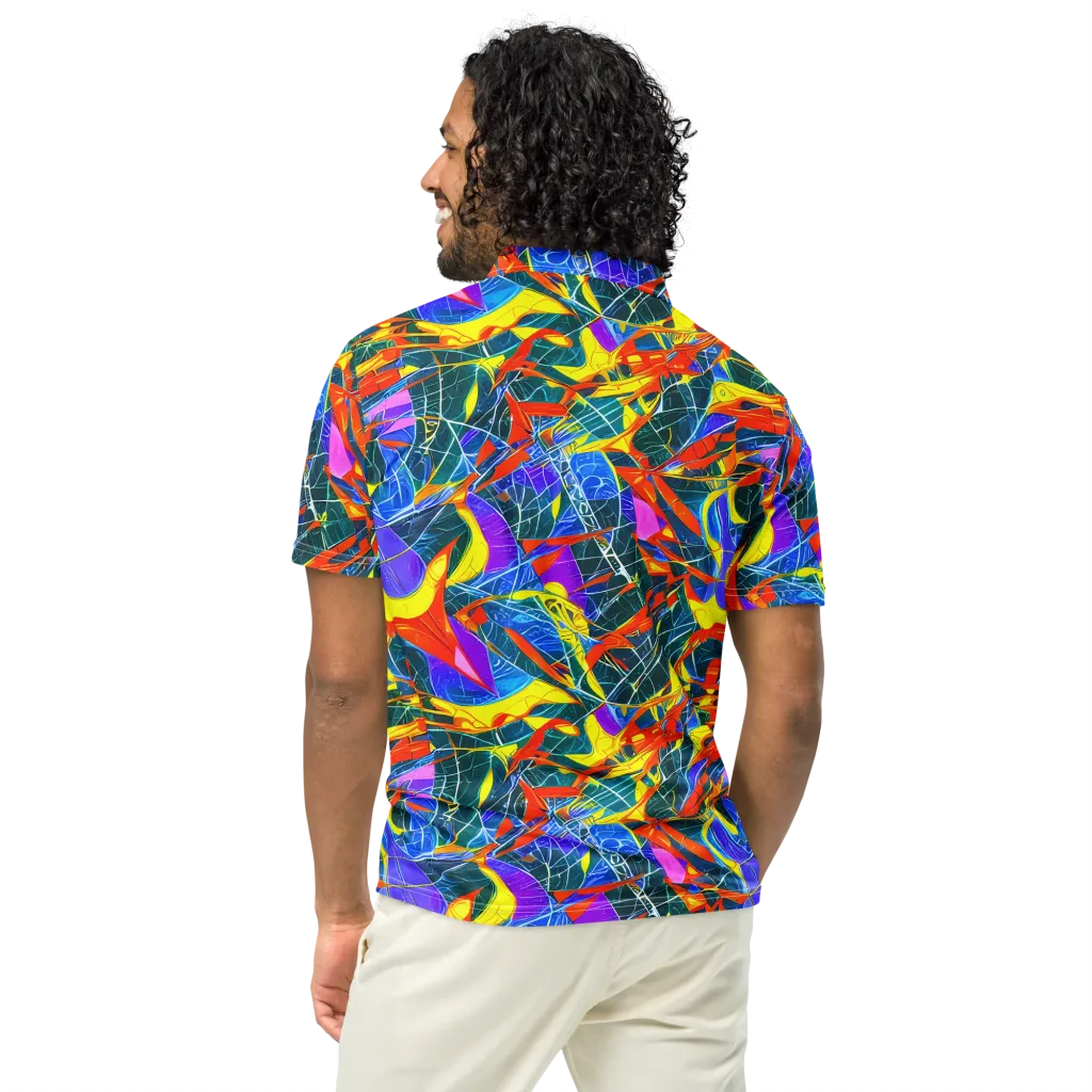 Arkhipov Waves on Men's Slim Fit Polo Shirt — Back