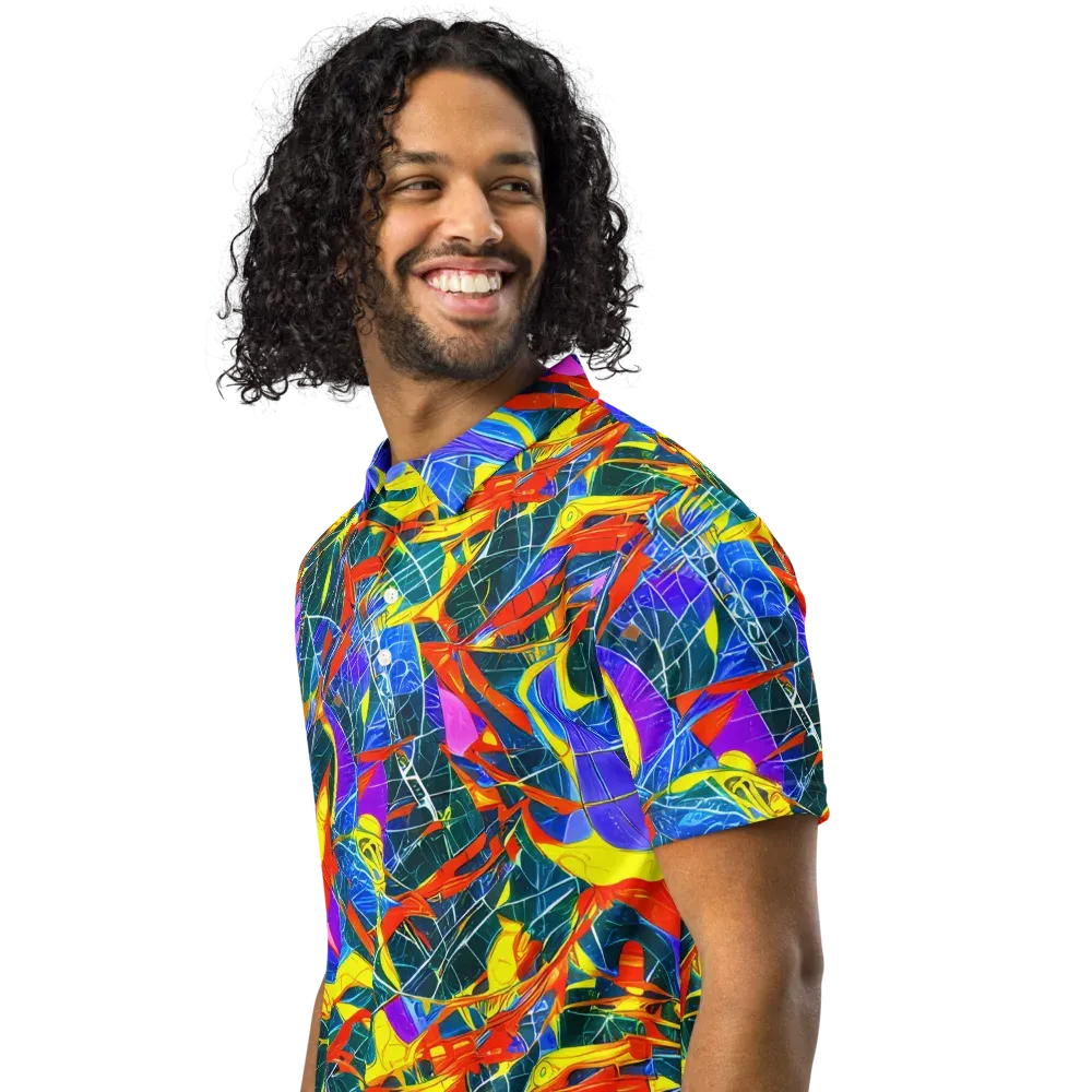 Arkhipov Waves on Men's Slim Fit Polo Shirt — Left Front