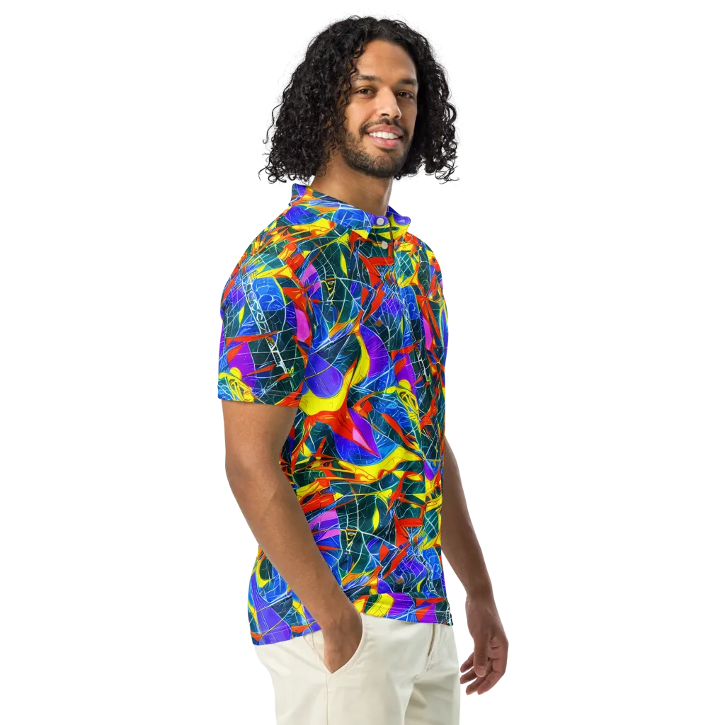 Arkhipov Waves on Men's Slim Fit Polo Shirt — Right Front