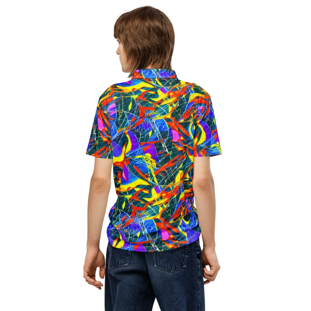Arkhipov Waves on Men's Slim Fit Polo Shirt — Back
