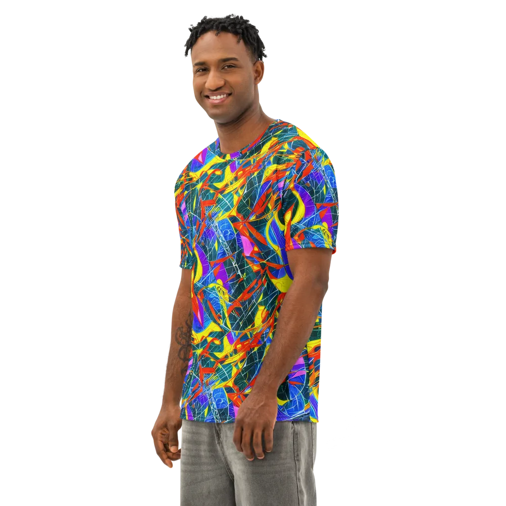 Arkhipov Waves on Men's Cotton Crew Neck T-Shirt — Left Front