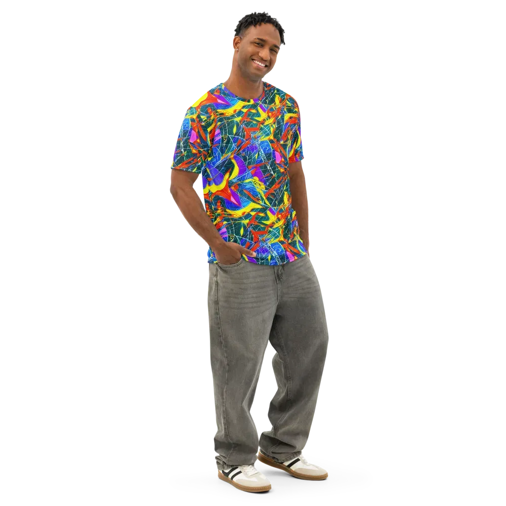 Arkhipov Waves on Men's Cotton Crew Neck T-Shirt — Right Front
