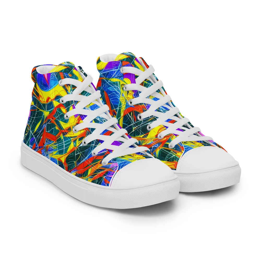 Arkhipov Waves on Men's High Top Canvas Shoes — Right Front