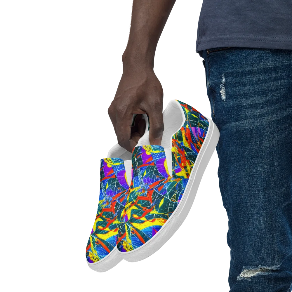 Arkhipov Waves on Men's Slip-On Canvas Shoes — Left Front