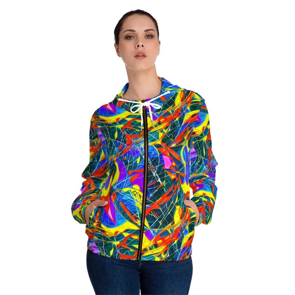 Arkhipov Waves on Women's Full-Zip Hoodie — Front On Person