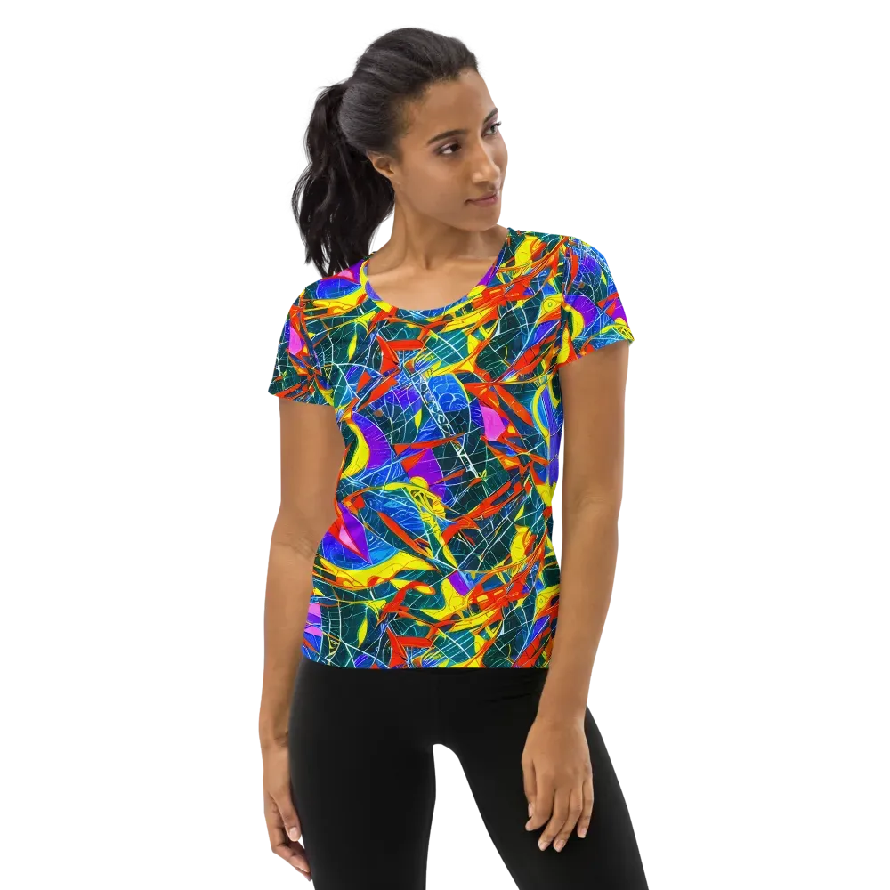 Arkhipov Waves on Women's Athletic T-Shirt — Front