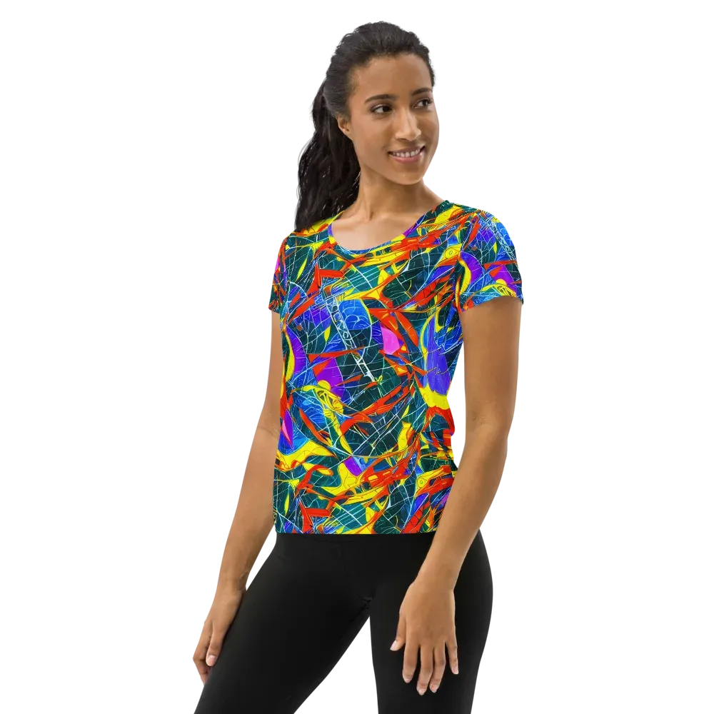 Arkhipov Waves on Women's Athletic T-Shirt — Left