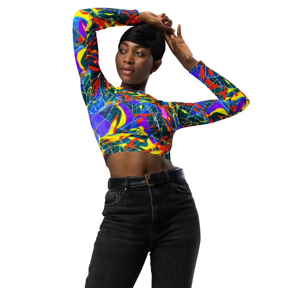 Arkhipov Waves on Long Sleeve Crop Top — Front
