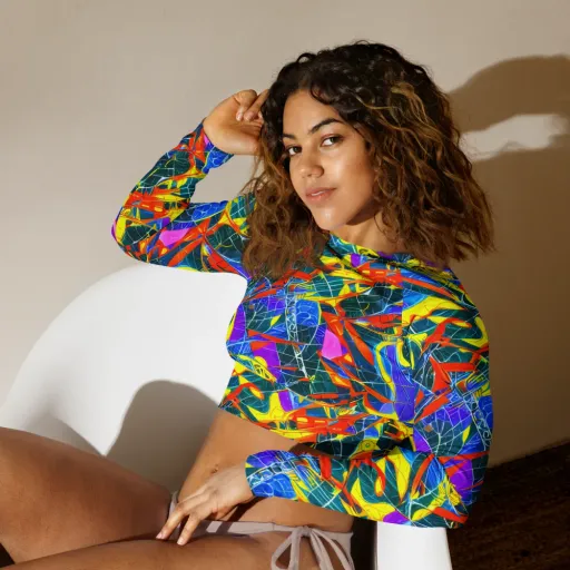 Arkhipov Waves on a Long Sleeve Crop Top