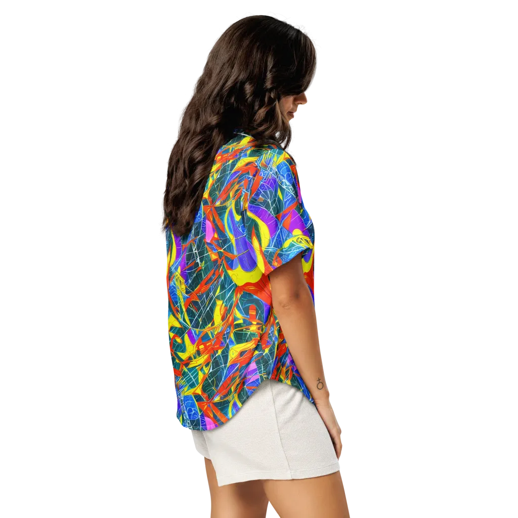 Arkhipov Waves on Women's Short Sleeve Pajama Top — Right Back