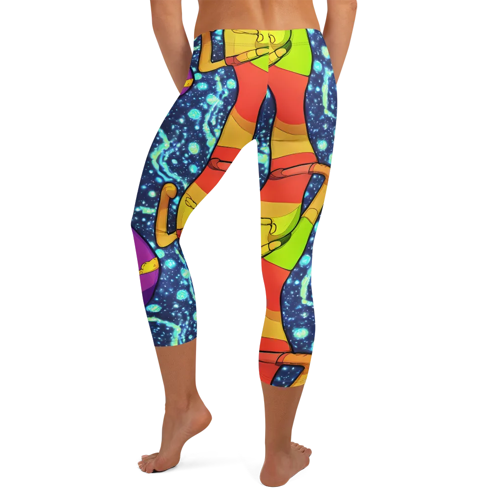 Cosmic Siblings on Capri Leggings — Back