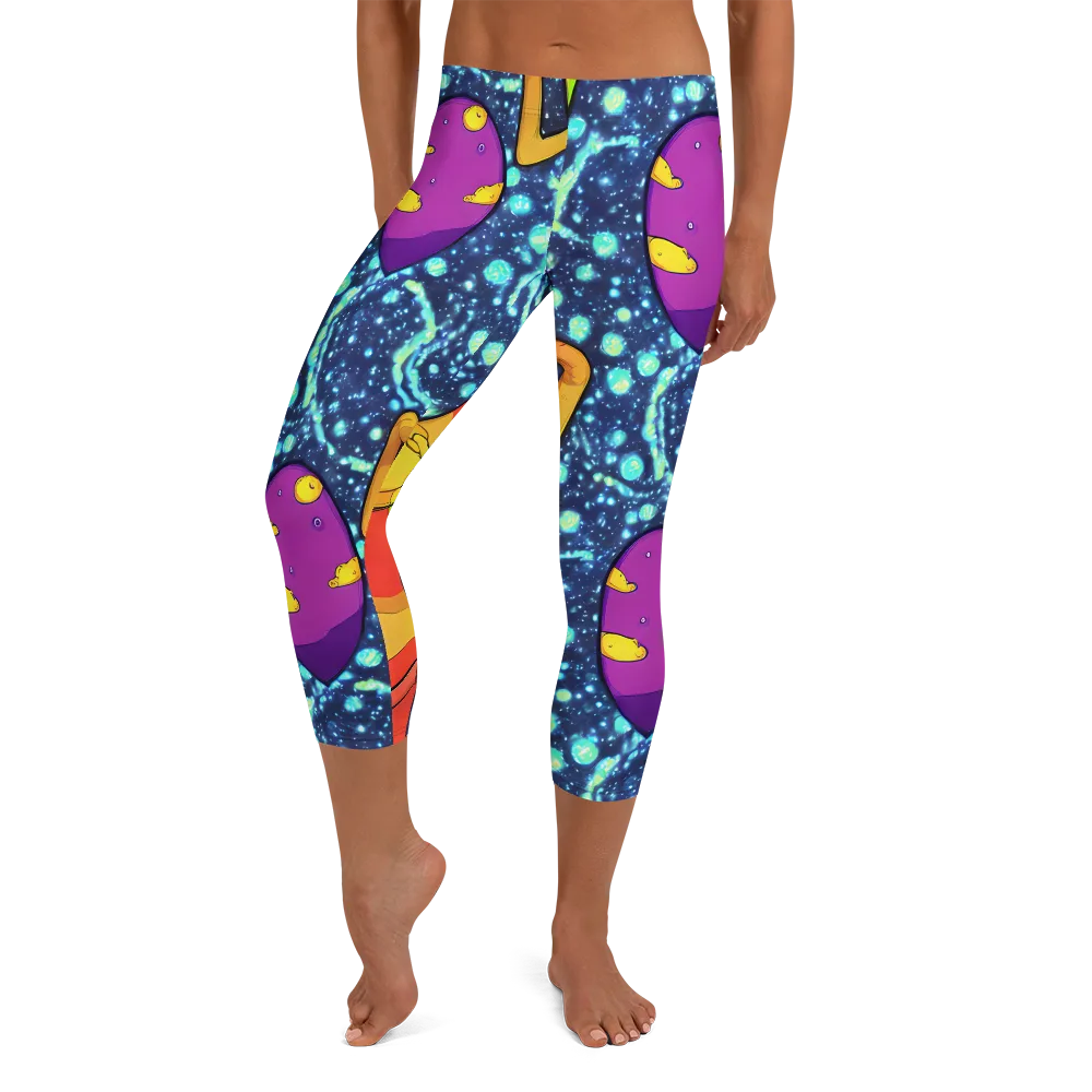 Cosmic Siblings on Capri Leggings — Front