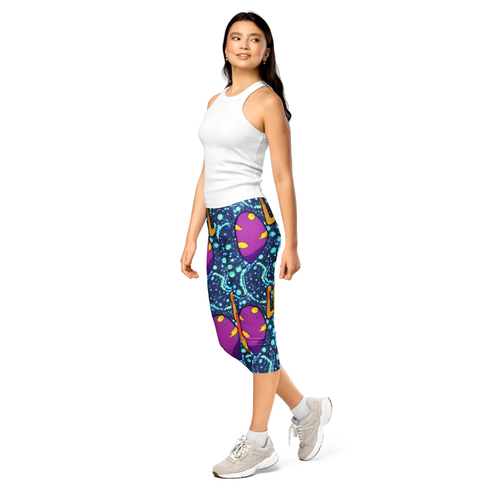 Cosmic Siblings on Capri Leggings — Left Front