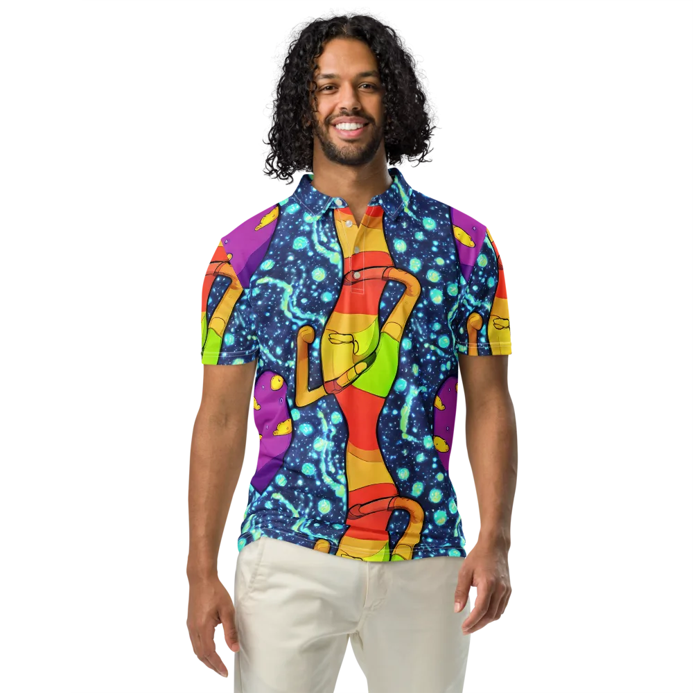 Cosmic Siblings on Men's Slim Fit Polo Shirt — Front