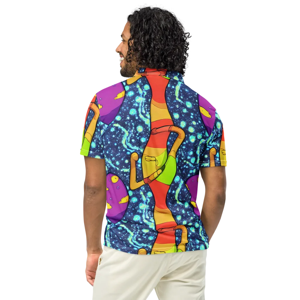 Cosmic Siblings on Men's Slim Fit Polo Shirt — Back