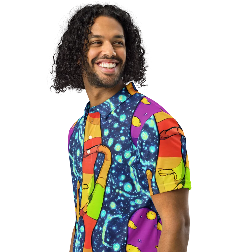 Cosmic Siblings on Men's Slim Fit Polo Shirt — Left Front