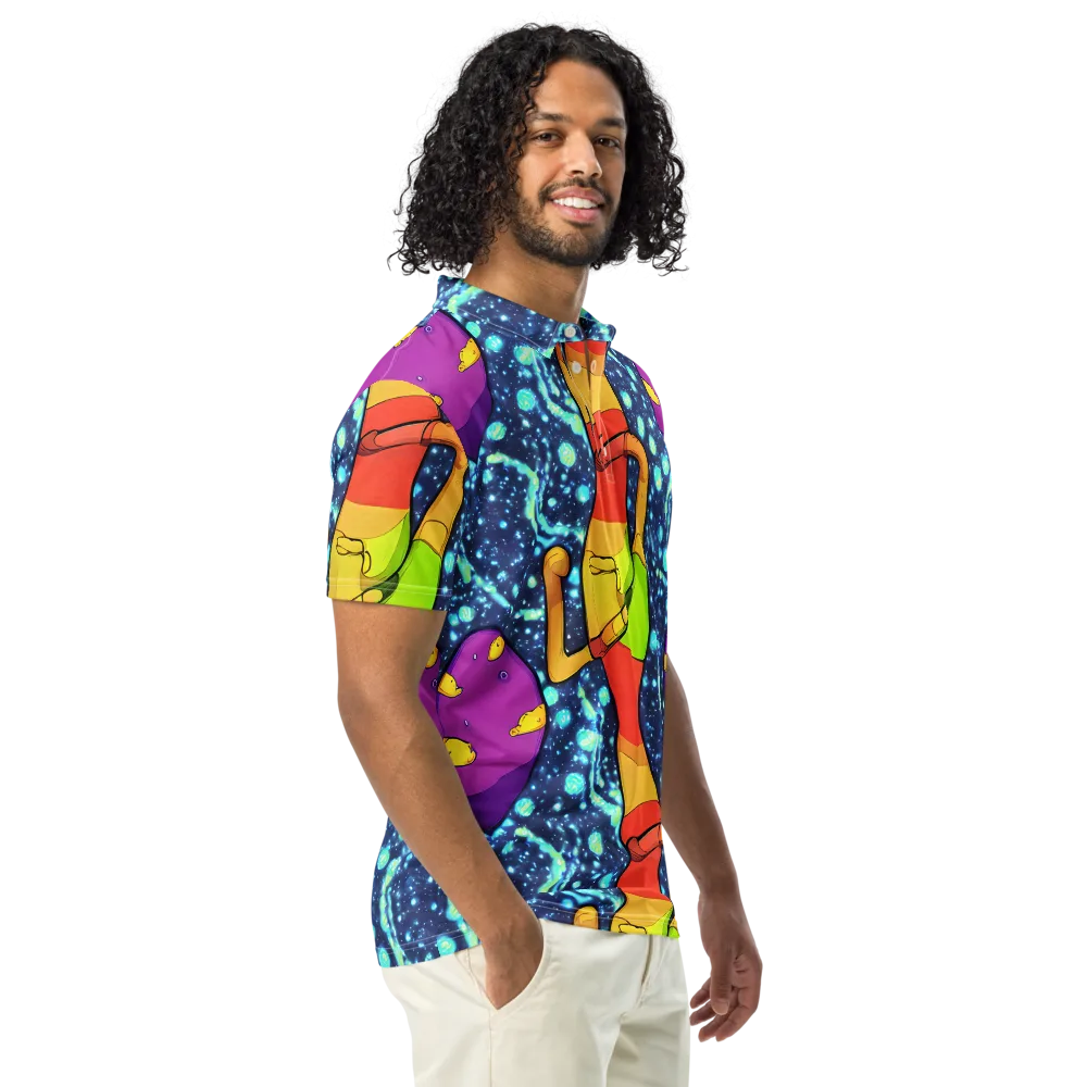 Cosmic Siblings on Men's Slim Fit Polo Shirt — Right Front