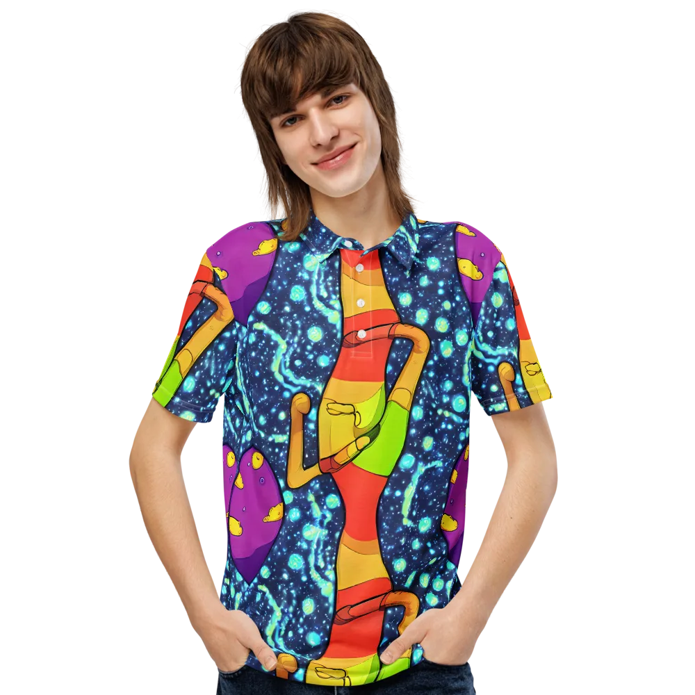 Cosmic Siblings on Men's Slim Fit Polo Shirt — Front