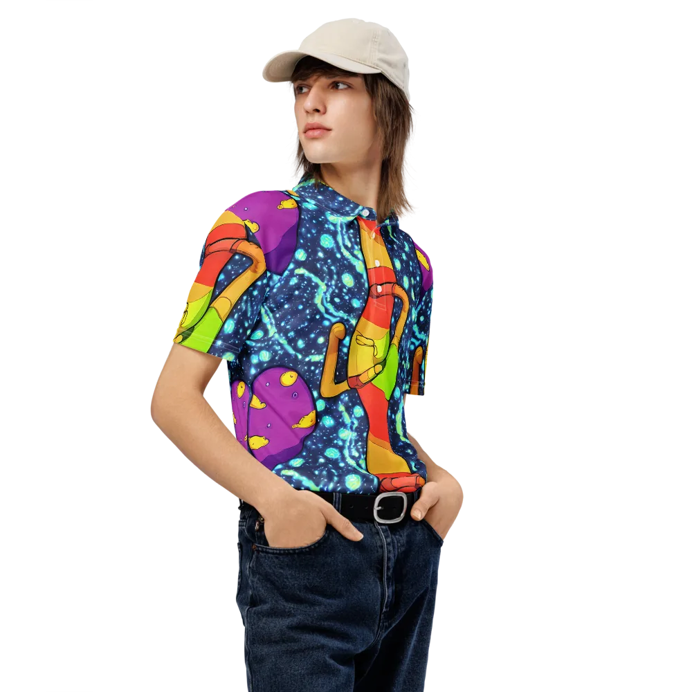 Cosmic Siblings on Men's Slim Fit Polo Shirt — Right Front